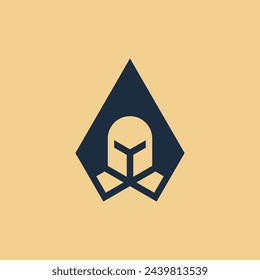 elegant spartan warrior spear logo