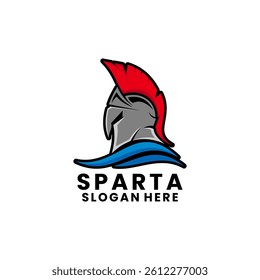 Elegant Spartan with wave logo design vector template