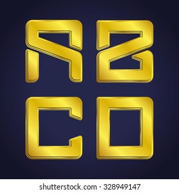 Elegant, spatial, golden alphabet in a set (1) A B C D