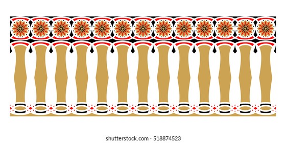 Elegant, spectacular and decorative border of Hindu and Arabic inspiration of various colors, golden, red and black