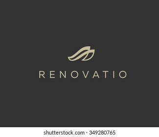 Elegant speed boat premium logo symbol. Luxury line ribbon ship logotype. Tourism sea wave sign icon mark.