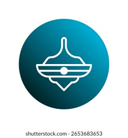 Elegante Spinning Top Icon Design Circular Fundo mostrando simplicidade e linhas limpas simbolizando o jogo e a nostalgia