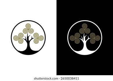 Elegant Spiral Tree Symbol Illustration