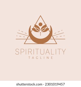 Elegant spirituality vector logo featuring sacred geometry and a lotus flower. An esoteric design perfect for wellness, meditation, and holistic branding.