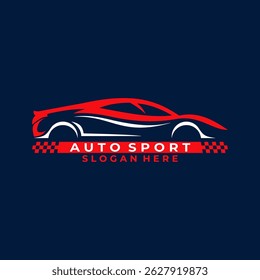 Elegant Sport car line art logo design vector template