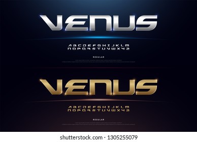 Elegant Sport Silver and Golden Metal Chrome Alphabet Font. Typography modern regular style gold fonts for technology, digital, movie, logo design. vector illustration