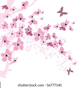 elegant spring background decorated with cherry blossoms