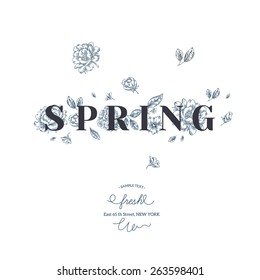 Elegant Spring flower card template. Vector illustration
