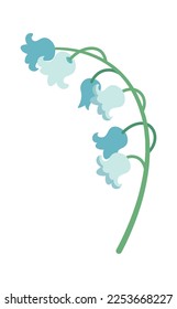 Elegant spring flower flat icon May bell. Vector illustration