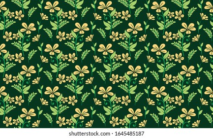 Elegant spring flower pattern background, with leaf and flower drawing.