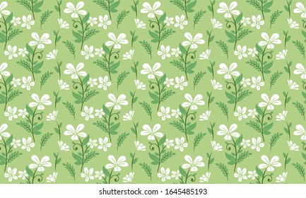 Elegant spring flower pattern background, with leaf and flower drawing.