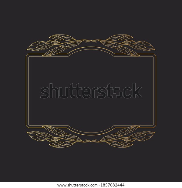 Elegant spring rectangular golden border. Floral\
branch frame for wedding card. Vector isolated decoration gold\
flourish design.