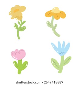 Elegant springtime vector featuring blooming tulips and daisies alongside bold gerberas. A charming floral set for greeting cards, packaging, and stylish home decorations.