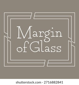 Elegante composición cuadrada con bordes concéntricos de líneas finas y esquinas angulares que rodean un título centrado.
