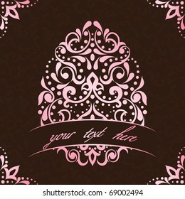 Elegant square Easter frame in pink and brown (EPS10); jpg version also available