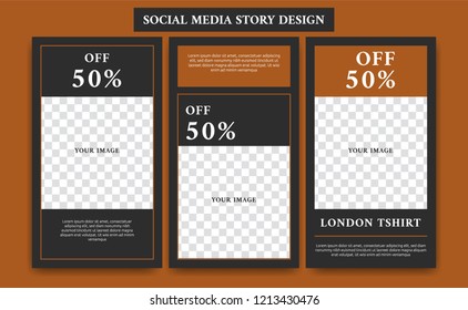 Elegant square frame Fashion Store product discount promo mobile social media story photo template post design set