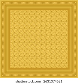 Elegant Square Scarf with Ornate Border and Geometric Pattern
This minimalist ethnic hijab scarf design features a geometric border with traditional patterns in an elegant maroon and gold color scheme