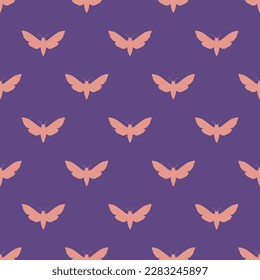 Elegante baldosa cuadrada decorada con un vibrante grabado animal. Patrón sin foco con silueta de vista superior esfínx sobre fondo de lavanda oscuro. Diseño para un conjunto de afiches con ilustraciones animales.