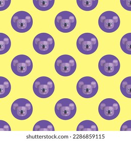 Elegant square tile decorated with a vibrant animal engraving. Seamless pattern with koala on hunter green background. Design for a business card with an animal graphic.