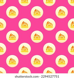 Elegant square tile decorated with a vibrant food engraving. Seamless pattern with cheese on oxford blue background. Design for mobile apps to make them visually appealing.