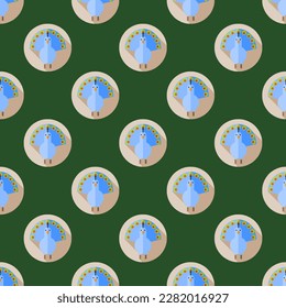 Elegant square tile with a playful animal design. Seamless pattern with peacock on mellow yellow background. Design for a set of posters with animal silhouettes.