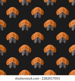 Elegant square tile with a playful animal design. Seamless pattern with dog on peru background. Design for a tote bag with an animal silhouette.