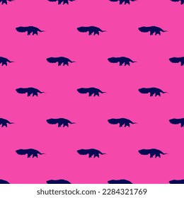 Elegant square tile with a playful animal design. Seamless pattern with mammal animal aardvark shape on oxford blue background. Design for a notebook with an animal print.