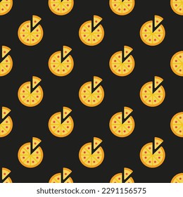 Elegant square tile with a playful food design. Seamless pattern with pizza on fuchsia rose background. Design for websites to create a cohesive and unified look.
