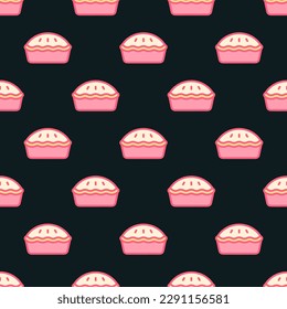 Elegant square tile with a playful food design. Seamless pattern with pie on aureolin background. Design for websites to make them look visually appealing and professional.