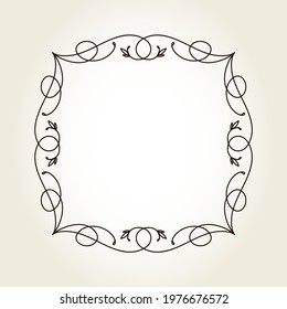 Elegant  square vector frame for your projects.Linear design.