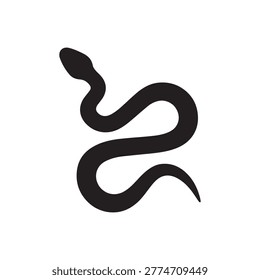 Elegant S-shaped snake silhouette vector illustration in solid black on a subtle off-white background conveying grace and enigma