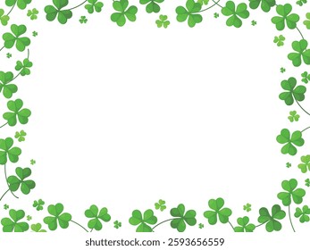 Elegant St. Patrick’s Day Clover Frame with Vibrant Green Shamrocks in a Rectangular Border Design