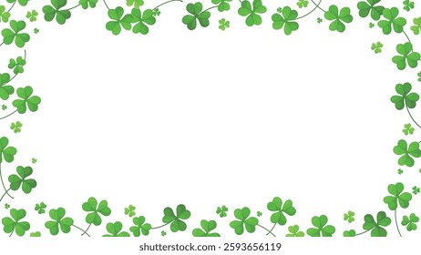 Elegant St. Patrick’s Day Shamrock Border with Lush Green Clovers for PPT and Website Background