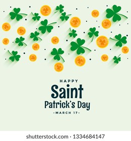 elegant st patricks design with coin and clover leaves