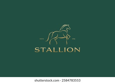 Elegant Stallion Logo Design Featuring Silhouette and Nature Elements for Equestrian and Luxury Brands