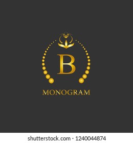 Elegant stamped stamp logo vector icon. The logo of the B-monogram of the linear shield. Vector business sign, identity for hotel, restaurant, jewelry, fashion.