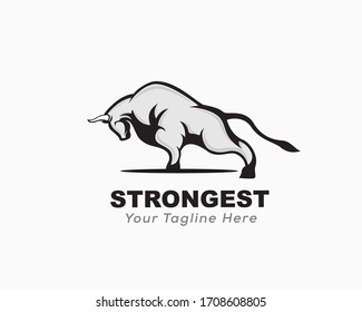 elegant stand bull art logo design inspiration