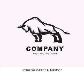 elegant stand bull art logo design inspiration