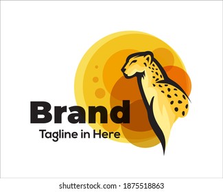 elegant stand cat, tiger, lion, jaguar, cheetah, panther drawing art logo design illustration