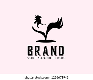 elegant stand elegant drawing art rooster, chicken body logo design inspiration