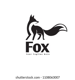 Elegant stand fox logo with look back