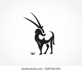 elegant stand oryx front view logo design template illustration inspiration