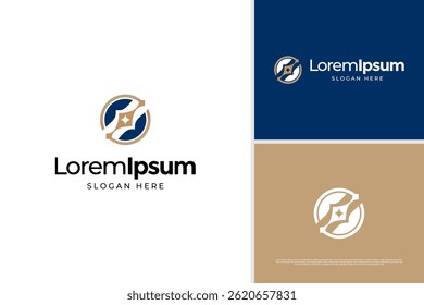 Elegant star circle concept logo vector design template
