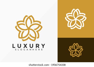 Elegant Star Flower Logo Design. Minimalist Logo Design Vector Illustration Template.