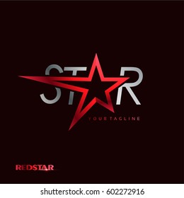 Elegant Star Logo with Star Text. Vector Illustration Template