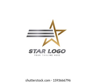 elegant star logo vector, luxury gold star design template