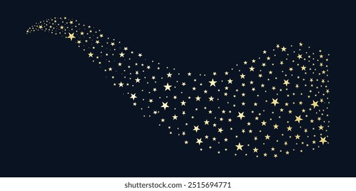 Elegante desenho de trilhas estelares com estrelas douradas brilhantes sobre fundo escuro. Ideal para temas cósmicos, ilustrações celestes, decoração do céu noturno e místicos, desenhos mágicos para projetos criativos e marca