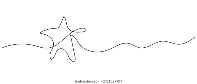 Elegante estrella de mar de diseño continuo de una línea de arte con líneas onduladas que fluyen. minimalista, océano, mar, bajo el agua, la vida marina. Ilustración vectorial.