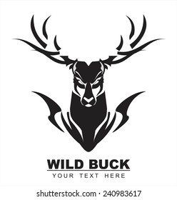 Elegant Staring Black Buck, symbolizing the power, protection, dignity, etc. Suitable for team Mascot , community identity, product identity, illustration for apparel, clothing, book cover, etc