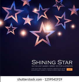 Elegant Stars Background with Gold Glitter Effect. Vector illusratration